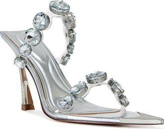 Azalea Wang Paolina Pointed Toe Slide Sandal in Silver at Nordstrom, Size 7.5
