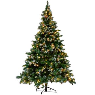 Beliani &Aacute;rbol De Navidad Artificial Verde Con Luces Led Incorporadas 210 Cm Ramas Heladas Sint&eacute;ticas Conos De Pino Palomar
