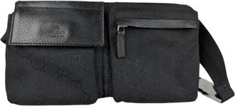 Gucci Black Gg Canvas Leather Fanny Pack (Pre-Owned)