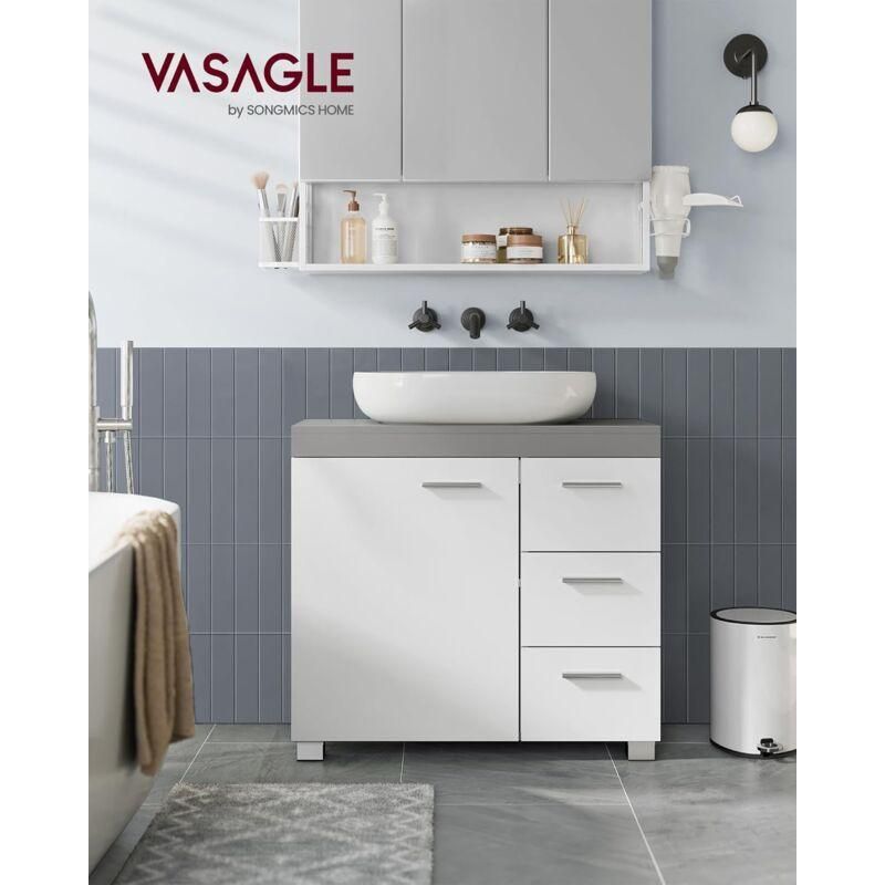 Mobile Sottolavabo Per Bagno | 90x30x60 Cm | Bianco | Cassetti E Ripiani Regolabili | Impermeabile - Foto 7