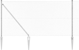 vidaXL Chain Link Fence with Posts Silver 1 x 10 m Steel Vidaxl