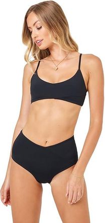 L*Space High Tide Top Womens Swimwear Black : LG (36C-D), Nylon/Spandex