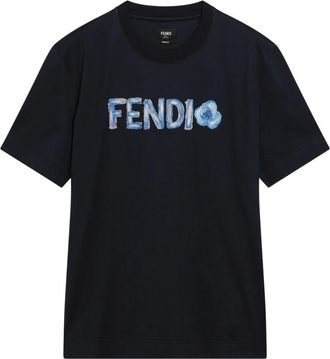 Fendi T-Shirts, male, Blue, Size: M T-Shirt