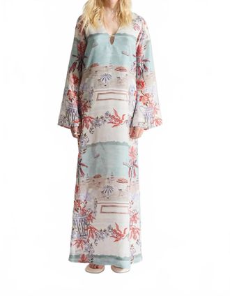 Isla & White Sloane Silk Tunic Maxi Dress In Laguna