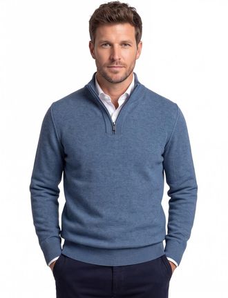 State of Art half zip trui blauw gem&ecirc;leerd