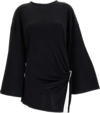 The Attico Gathered Draped Front Mini Dress With Scoop Cutout Detail