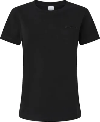 Pinko Casual Katoenen T-Shirt - Dames - T-shirts - Zwart - XS - Katoen - Tops