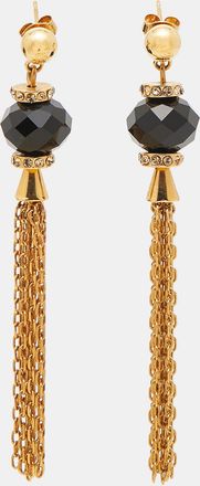 Carolina Herrera Crystals Beads Gold Tone Earrings