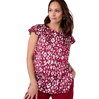 Jessica London Satin Blouse in Rich Burgundy Cheetah at Nordstrom, Size 12