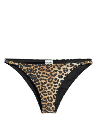Ganni Brown Leopard Print Swim Bottom