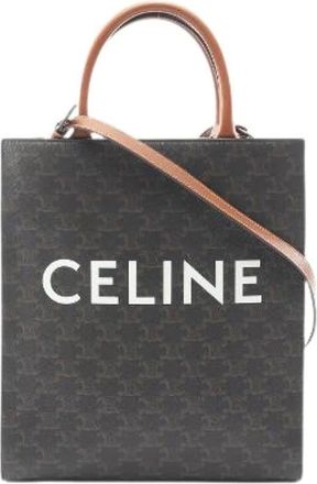 Celine Pre-owned Tote Bags, female, Black, Size: ONE SIZE Pre-owned Small Vertical Cabas Triomphe Coated Canvas Tote Bag