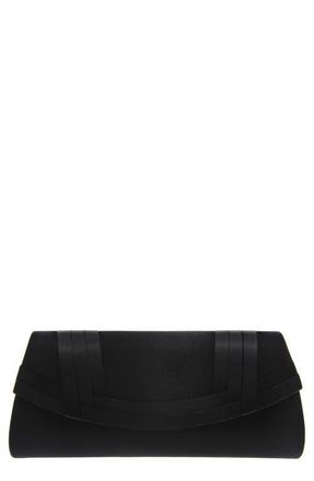 Nina Avis Pleated Classic Clutch in Black Noble Satin at Nordstrom