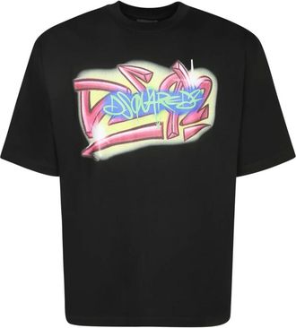 Dsquared2 Tops, Heren, Zwart, M, T-shirts
