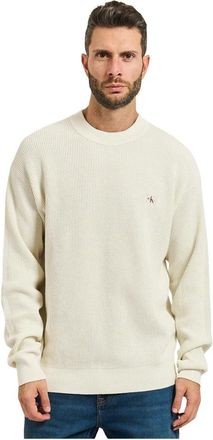 Calvin Klein Cotton Waffle Knit Jumper - Heren - Ronde hals truien - Wit - XL - Katoen - Truien & Vesten