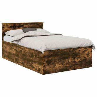 vidaXL Estructura De Cama Con Cabecera Roble Ahumado 120 X 190 Cm Vidaxl