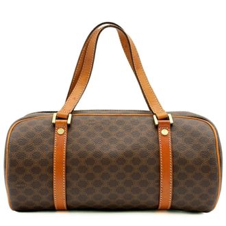 Celine Macadam Brown Camel Pvc Leather Boston Bag (Pre-Owned)