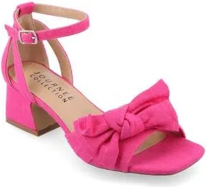 Journee Collection Zevi Bow Block Heel Sandal in Hot Pink at Nordstrom Rack, Size 6.5