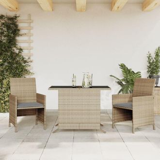 vidaXL Set da Bistrò 3 pz con Cuscini Beige Misto in Polyrattan - Vidaxl