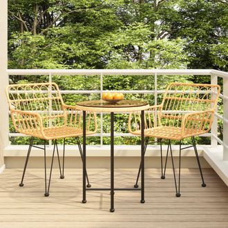 vidaXL Juego De Comedor De Jard&iacute;n 3 Piezas Rat&aacute;n Sint&eacute;tico Vidaxl