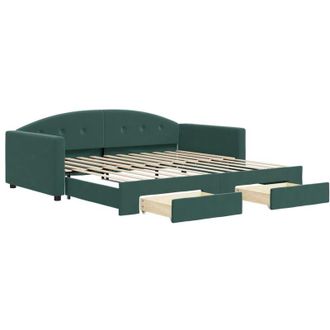 vidaXL Sof&aacute; Cama Nido Con Cajones Terciopelo Verde Oscuro 100x200 Cm Vidaxl
