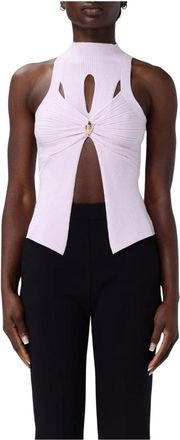 Elisabetta Franchi Tops, Dames, Roze, M, Zwarte Gebreide Top