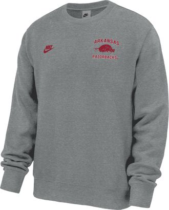 Nike Arkansas Razorbacks Club Nike Mens Football Fleece Crew-Neck Sweatshirt in Grey | M33234P398ARKS-DGH