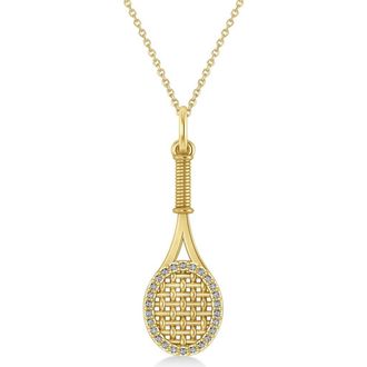 Allurez Diamond Accented Tennis Racket Pendant Necklace 14K 0.48ct in Yellow Gold at Nordstrom, Size 18