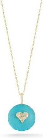 Sphera Milano Cubic Zirconia & Synthetic Turquoise Disc Pendant Necklace in Gold at Nordstrom Rack