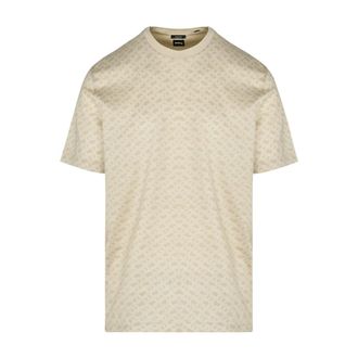 HUGO BOSS T-Shirts, male, Beige, S, Monogram Print T-Shirt