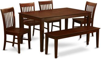 East West Furniture 6 PC Dining set with bench-Dinette Table and 4 Kitchen Dining Chairs and Bench