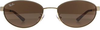 Ray-Ban Oval Womens Polished Arista Gold Dark Brown RB3774D Metal - One Size