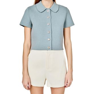 endless rose Jewel Buttoned Top in Dusty Blue at Nordstrom, Size X-Small