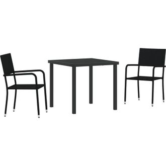vidaXL Conjunto De Comedor De Jard&iacute;n 3 Pcs Negro Polirat&aacute;n Vidaxl
