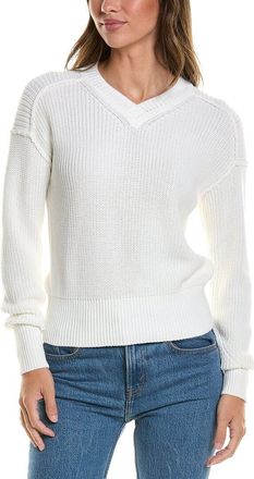 Autumn Cashmere Cotton By Autumn Cashmere Exposed Seam V-Neck Sweater