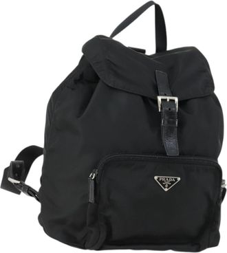 Prada Front Pocket Backpack Tessuto Black Nylon Backpack Bag (Pre-Owned)