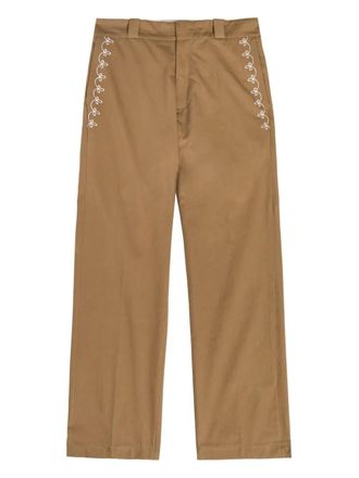 Cherry Los Angeles Charro floral-embroidered trousers - men - Cotton - L - Brown