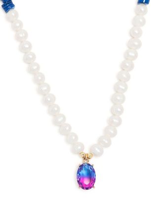 A Sinner in Pearls A Sinner In Pearls - Blue Pearl And Crystal Beaded Necklace - Mens - Stone