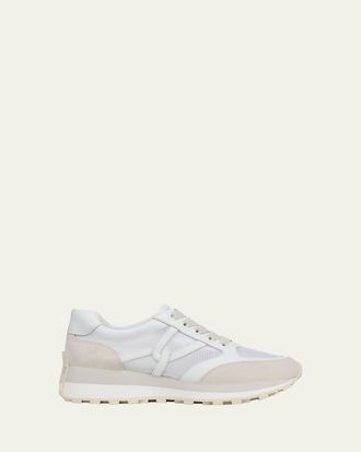 Veronica Beard Valentina Ripstop Mixed Leather Retro Sneakers