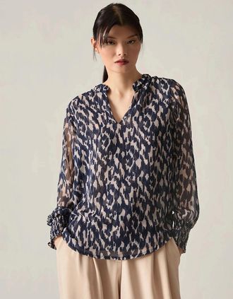 James Lakeland Womens Navy Abstract Print Blouse - Size: 12