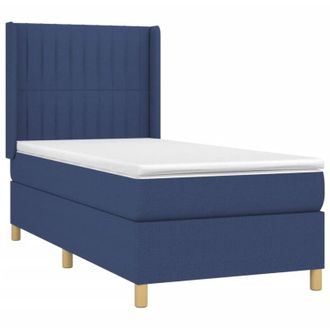 vidaXL Cama Box Spring Con Colch&oacute;n Tela Azul 100x200 Cm Vidaxl