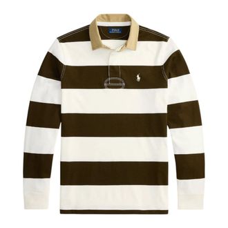 Ralph Lauren Polo Shirts, female, Multicolor, Size: XL Classic Fit Khaki-Collar Rugby Shirt