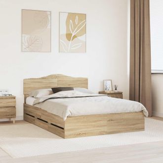 vidaXL Estructura De Cama Roble Sonoma 150 X 200 Cm Madera Ingenieril Vidaxl