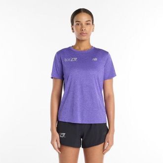 New Balance Womens London Edition RC Essential T-Shirt in Purple Polyester, size X-Small