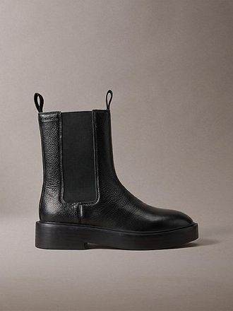 Calvin Klein Botas Chelsea De Piel Con Tac&oacute;n Laminado