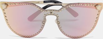 Versace Gold Mod 2177 Medusa Studded Cat Eye Sunglasses