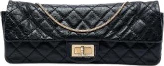 Chanel Pre-owned East West Flap - Dames - Vintage Clutch - Zwart - ONE Size - Leer - Vintage