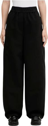 Ganni Broeken, Dames, Zwart, S, Polyester, Broek met elastische tailleband