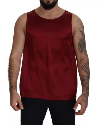 Dolce & Gabbana Red Round Neck Sleeveless Silk Mens T-shirt