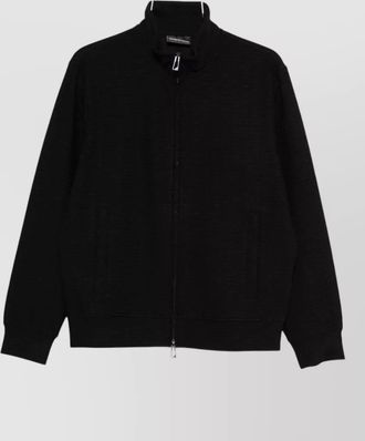 Emporio Armani cotton blend sweatshirt zip high collar