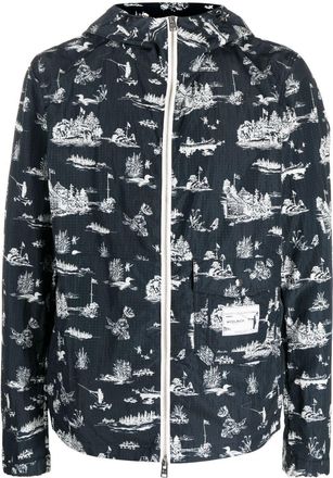 Woolrich graphic print ripstop windbreaker - men - Polyamide/Polyamide - 3XL - Blue